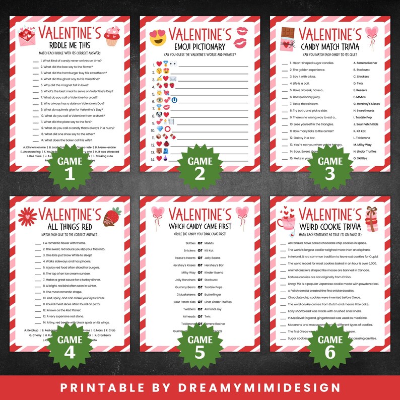 Valentine Game Bundle | 15 PRINTABLE Valentines Games for Kids & Adults ...