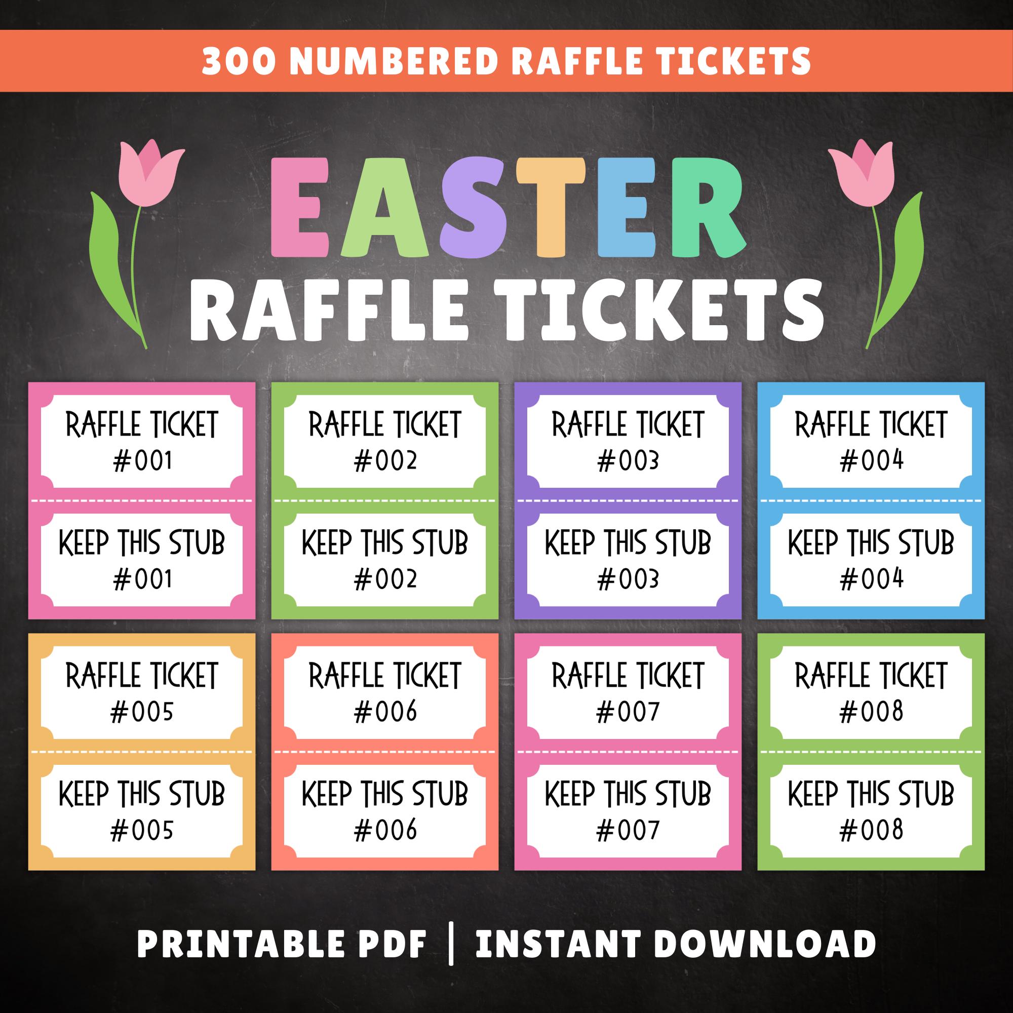 Easter Raffle Tickets, 300 PRINTABLE Tear off Tickets With Stubs and ...