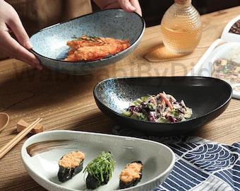 Japońska ceramiczna miska, minimalistyczny talerz do serwowania sushi