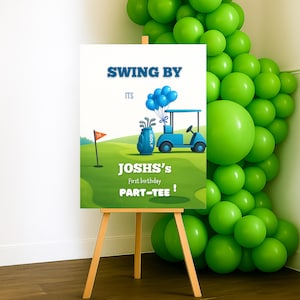 Golf 1st birthday easel sign for golf party hole-in-one custom birthday sign for welcoming baby birthday golf theme