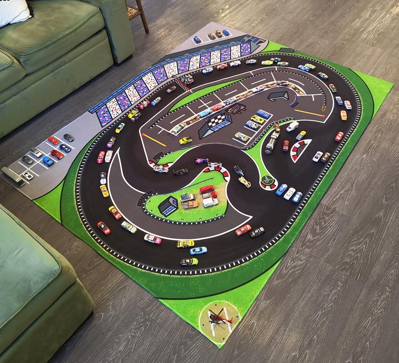Nascar Rug Racetrack Kids Play Rug • 1/64 Toy Scale NASCAR Speedway Race Track - Etsy