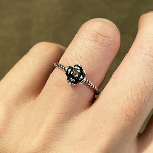 925 Sterling Silber Rose Blume Ring, verstellbare Vintage Blumen Band, zierliche Boho Schmuck Geschenk für Frauen Mädchen, niedliche Silber Rose Ring
