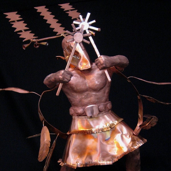 John Gutierrez Artist, Bronze, Apache Crown Dancer,  Mystic Creations, Mountain Spirit, Bronze Kachina Dancer,