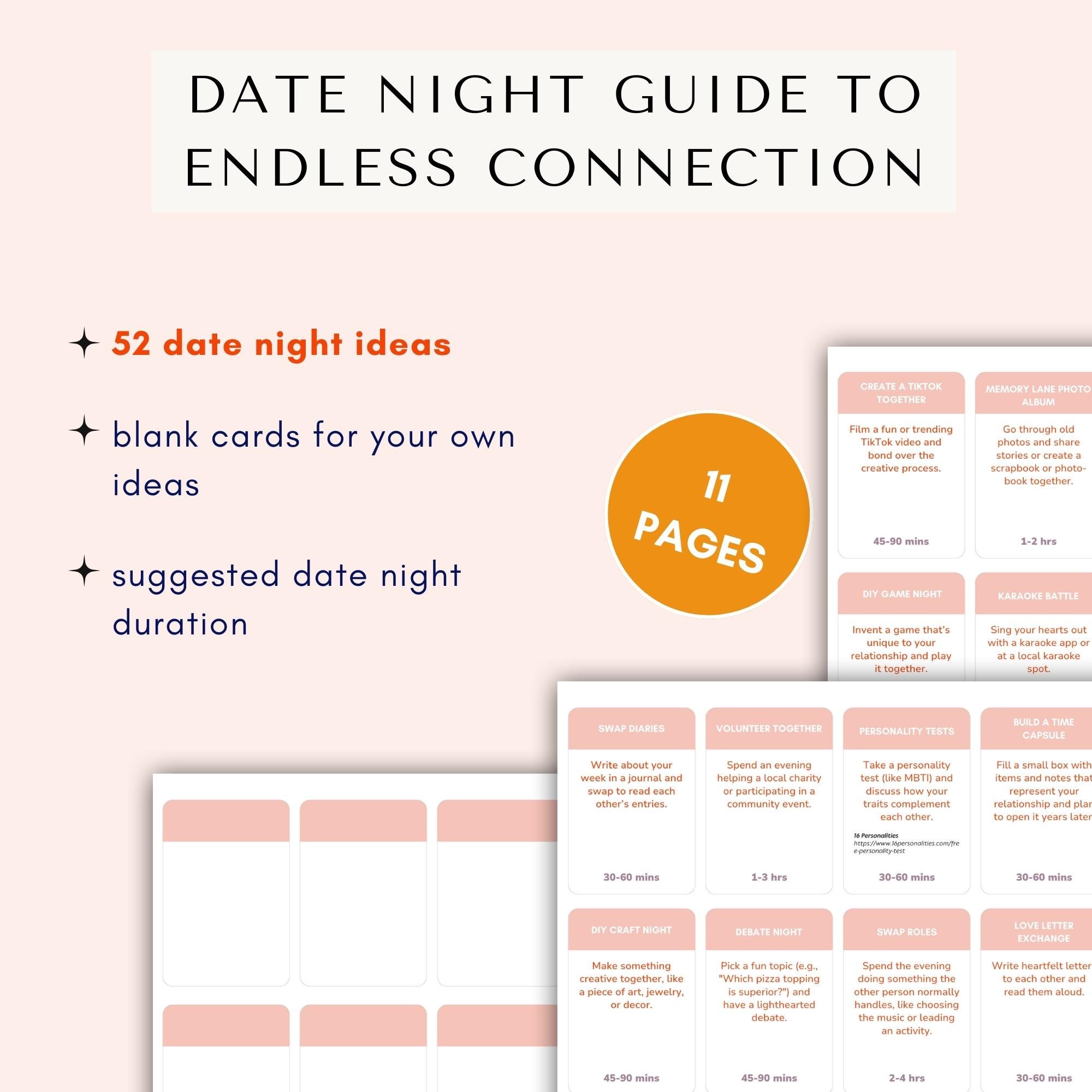 Date Night Ideas Printable: 52 Creative Prompts for Couples - Etsy
