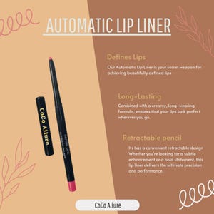 Automatic Lip Liner – 6 Colors Available |&quot; Long-Lasting, Creamy, Retractable Lip Pencil for Smooth Precision | Smudge-Proof Lip Liner&quot;