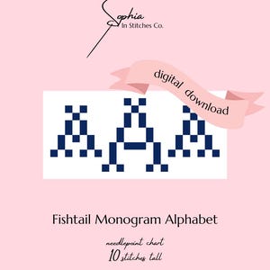 フィッシュテールモノグラムニードルポイントチャート