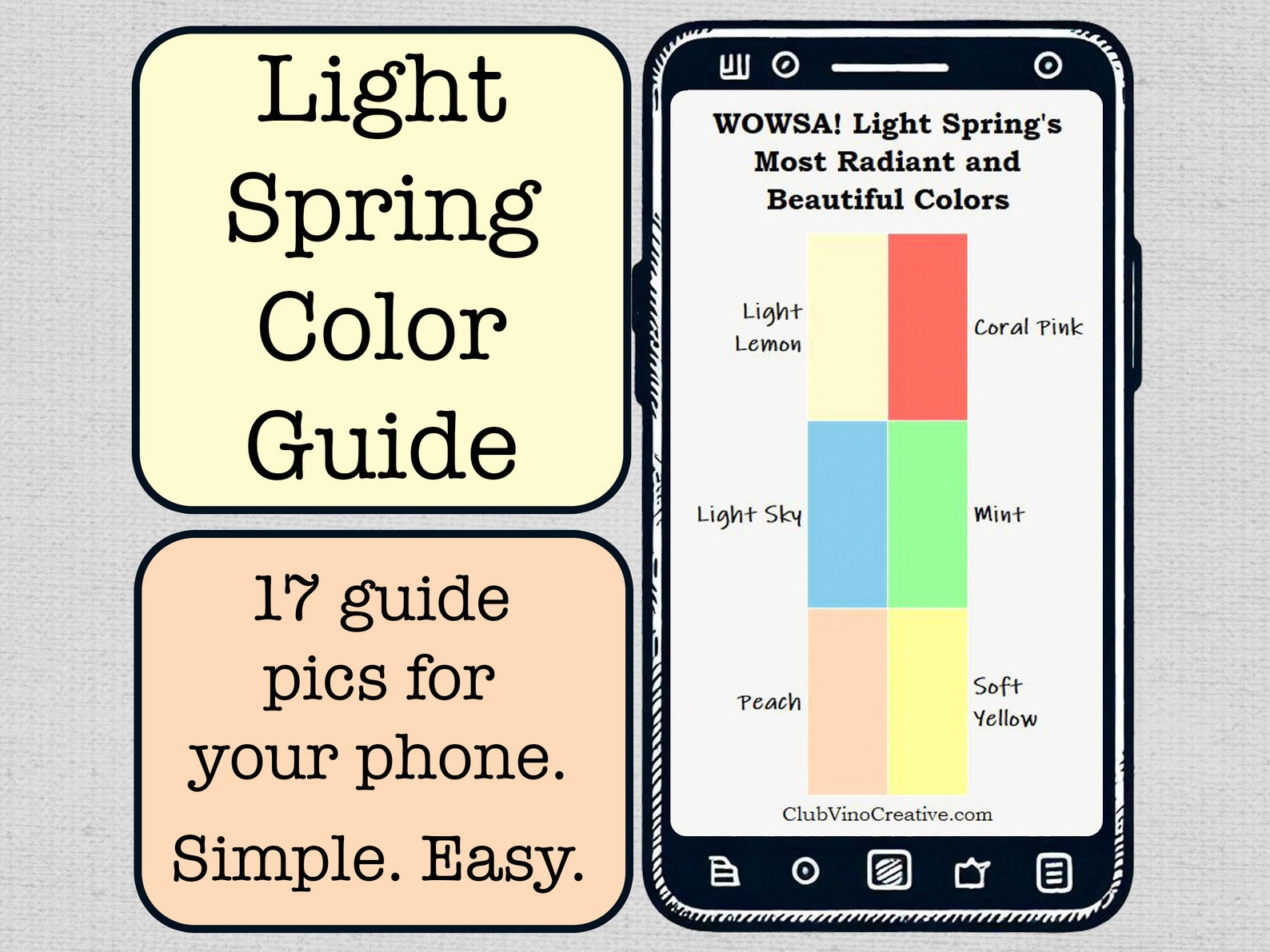 Spring Seasonal Color Program Light Spring Seasonal Color Guide - 17 JPG Files for Phone - Instant ...
