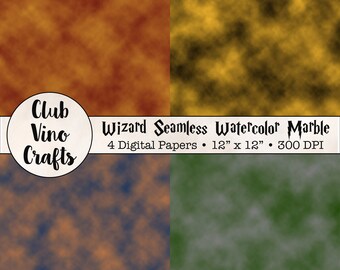 4 Wizard Digital Papers - Seamless Small Pattern Watercolor Marble - Instant Digital Download