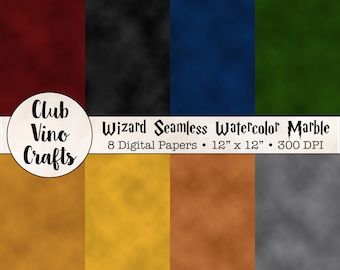 8 Wizard Digital Papers - Seamless Small Pattern Watercolor Marble - Instant Digital Download