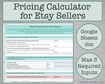 Google Sheets Pricing Calculator for Etsy Sellers - Easy Spreadsheet - Plan Your Listings