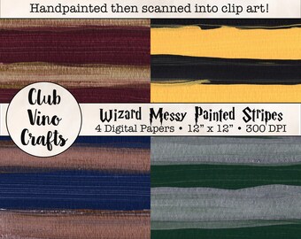 4 Wizard Digital Papers - Handpainted Messy Stripes - Instant Digital Download