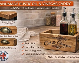 Handmade Rustic Wooden Kitchen Caddy | Farmhouse Decor