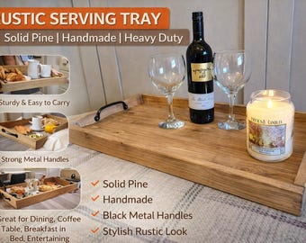 Rustic Reclaimed Wood Serving Tray | Farmhouse Coffee Table Decor