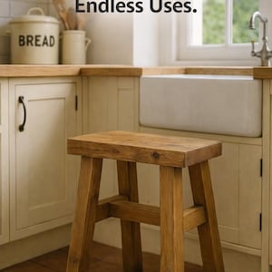 Rustic Wooden Stool | Farmhouse Plant Stand | Small Wooden Milking Stool | Bathroom Step Stool | Bedside Table Decor