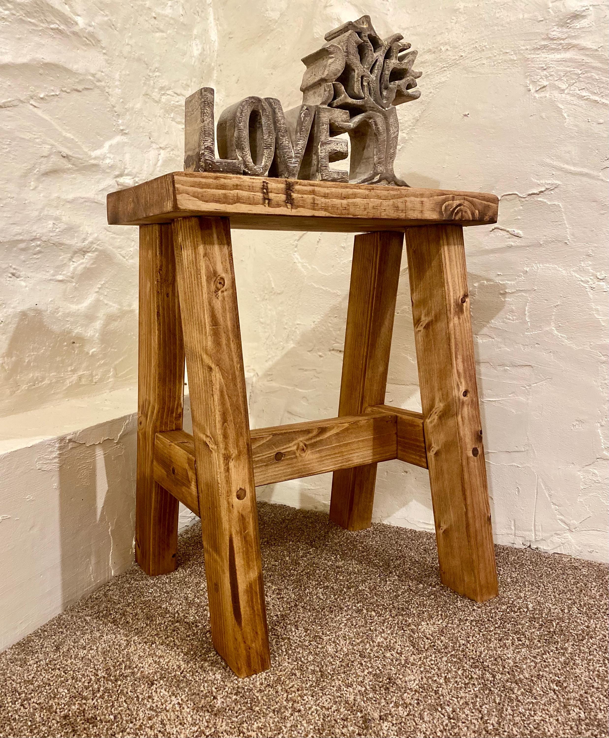 Rustic Wooden Stool | Farmhouse Plant Stand | Small Wooden Milking ...