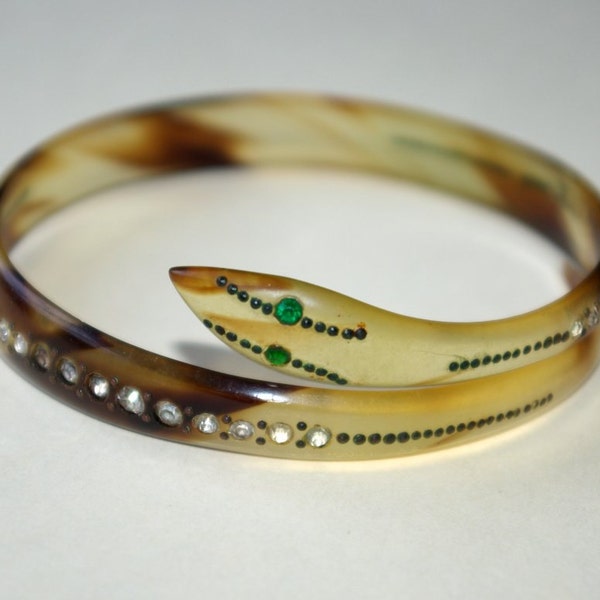 RESERVED FOR NANCY 1920s Art Deco celluloid snake bracelet