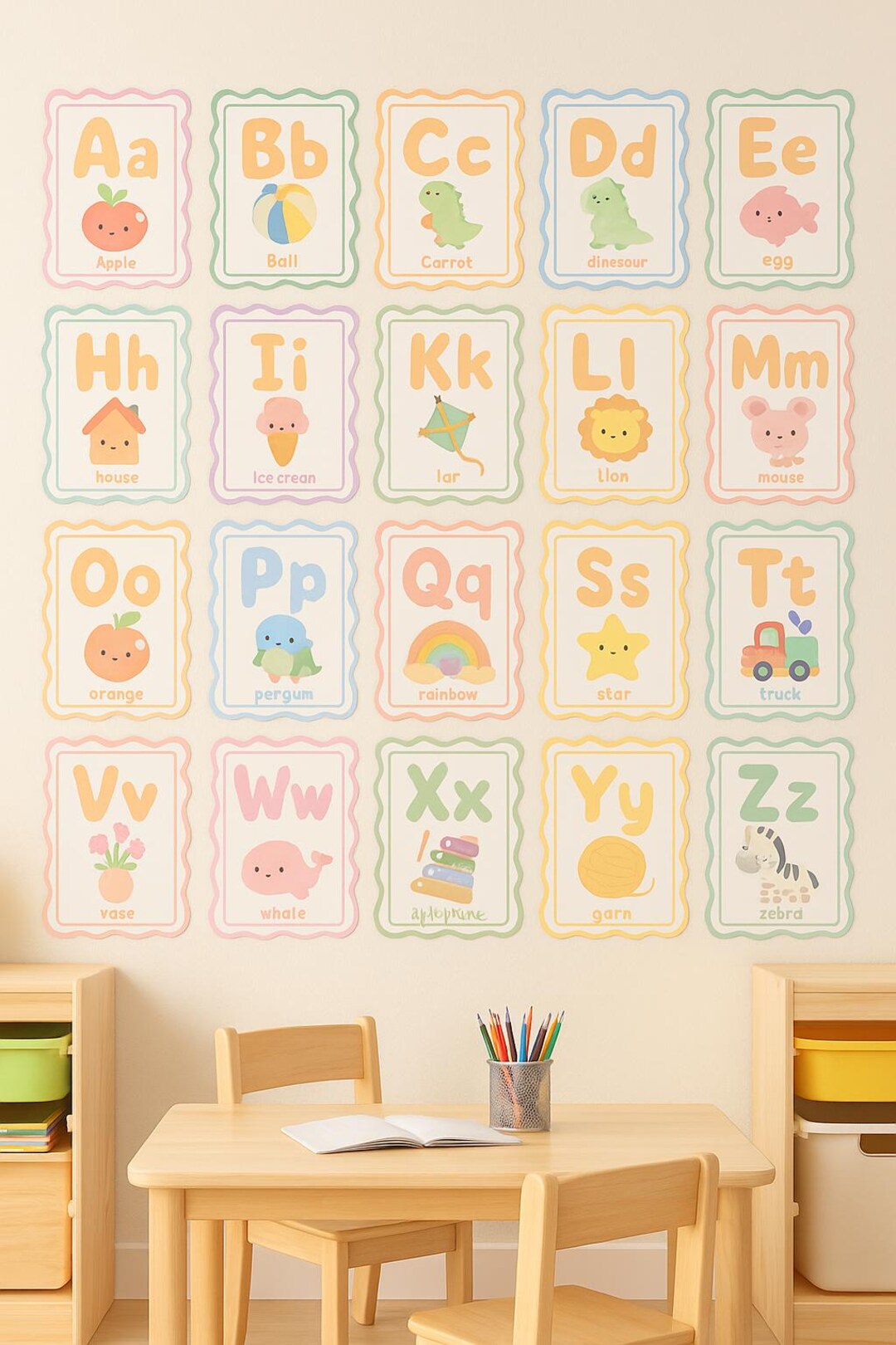 Pastel Alphabet Flashcards Cute ABC Cards For Toddlers Preschool Pastel alphabet flashcards cute abc cards for toddlers preschool