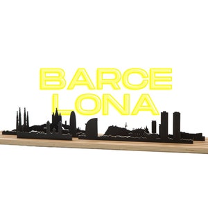 Barcelona Souvenir City Skyline Model | For Barcelona Lovers | Creative Cityscape Silhouette Architecture Gift | Acryl & wood