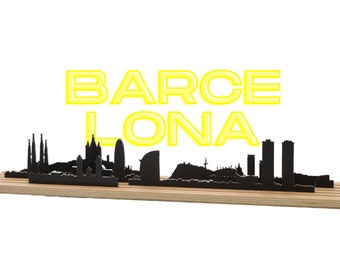 Barcelona Souvenir City Skyline Model | For Barcelona Lovers | Creative Cityscape Silhouette Architecture Gift | Acryl & wood