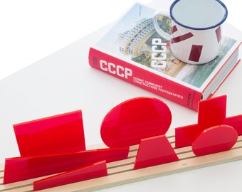 Shapes of SUPREMATISM RED | 3D Diorama to create Artworks inspired by Suprematist Art | Gift & Home Decor | Acrylic and Elm Wood