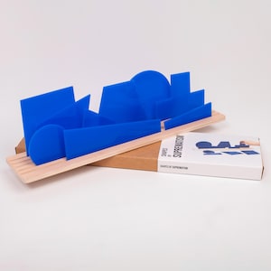 Forme del SUPREMATISMO BLU / Crea opere d&#39;arte 3D ispirate all&#39;arte suprematista / Giocattolo da costruzione in acrilico e legno di olmo / Puzzle diorama geometrico