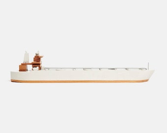 TI Asia Supertanker Scale Model | A Wooden Mountable Toy Ship inspired by the real Oil Tanker | Grey & Natural wood | Papafoxtrot