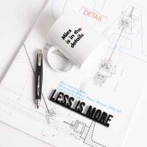 Architecture Quotes | Less Is More | 3D Decorative Lettering inspired by Mies van der Rohe | Design Gift | 12.4 x 2.5 cm