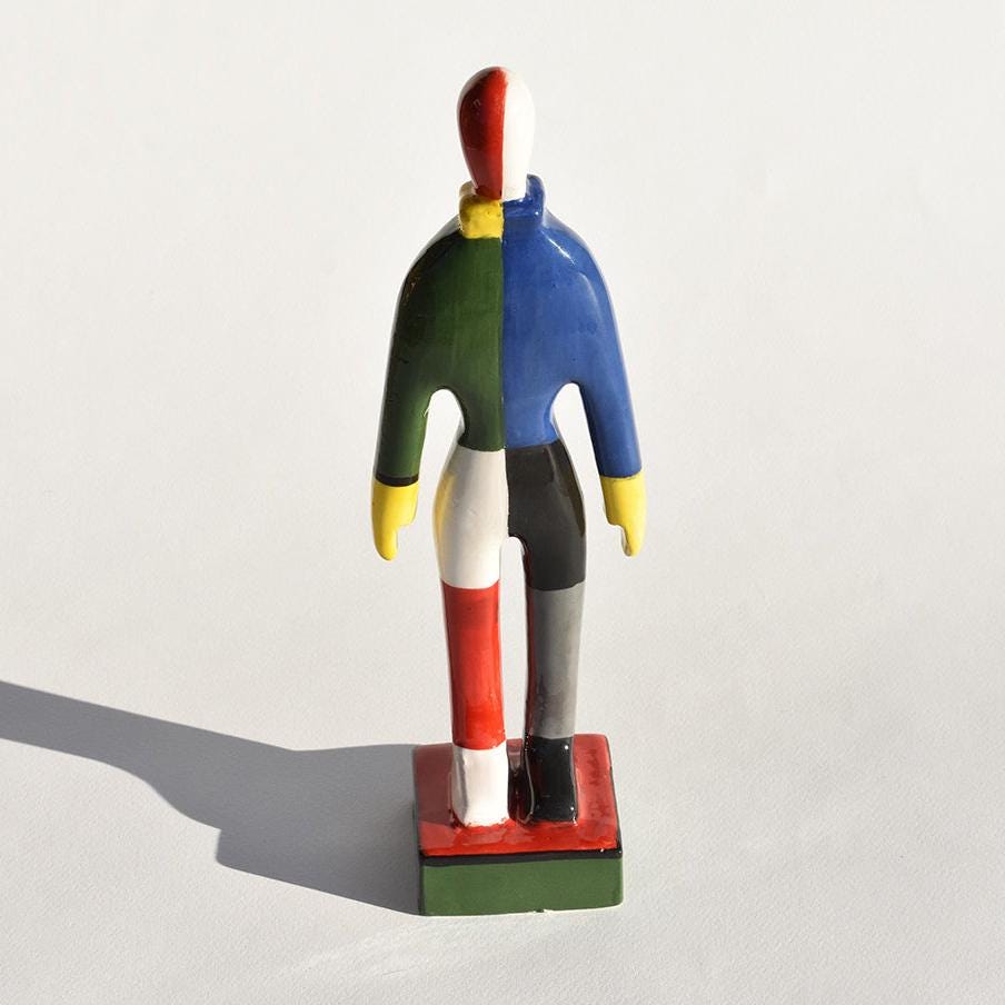Malevich Sportsmen Statue #4 | A figure inspired by Kazimir Malevich 1931 harlequin painting | 25 cm Handmade Suprematism art clay sculpture