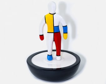 Piet Mondrian Ceramic Statue | 100% Handmade | 30 cm Home Decor Clay Figure inspired in Neoplasticism | Art Gift | Model #2