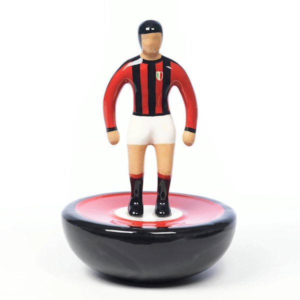Statue de joueur de football en céramique de l'AC Milan | Figurine décorative unique en terre cuite faite main | 11,8 pouces | Cadeau de football de style Subbuteo de 30 cm de haut