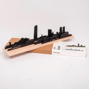 Shapes of BILBAO Skyline | 3D Silhouette Cityscape with movable pieces to play | Creative Toy Diorama | Acrylic & Elm Wood