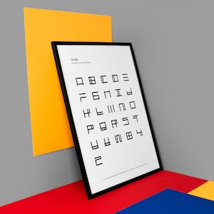 Pôster De Stijl A-to-Z | Alfabeto tipográfico em relevo de edição limitada estilo Van Doesburg | Impresso por Classic Korrex Berlin | Neoplasticismo