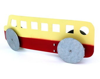 Yellow Bus Retro Metal Wind Up toy car | Mechanically propelled Vintage Toy Bus | Handmade in Germany | Jesco von Puttkamer