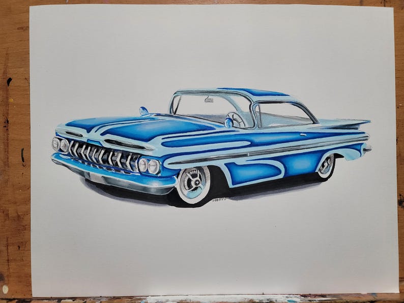 Low Rider Paint Drawing Lowrider Custom Color Pencil Drawing - Etsy