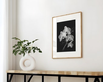 Orchid Flower Wall Art, Monochrome Floral Print, Orchid Flower Photography, Modern Black and White, Printable Artwork, Instant Download