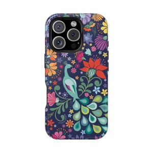 Peacock Flower iPhone Case: Colorful Floral MagSafe, Durable Design image 3