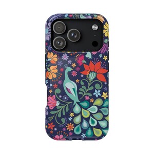 Peacock Flower iPhone Case: Colorful Floral MagSafe, Durable Design image 2