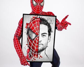 Spider-Man, Ready-to-Hang Wall Art, Digital Laser Print, Framed Decor, Modern Living Room Wall Art, Superhero Home Decoration