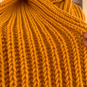 Oversized yellow hand knitted scarf, hand knitted scarf in yellow, Women knit scarf, READY FOR SHIPPING image 7