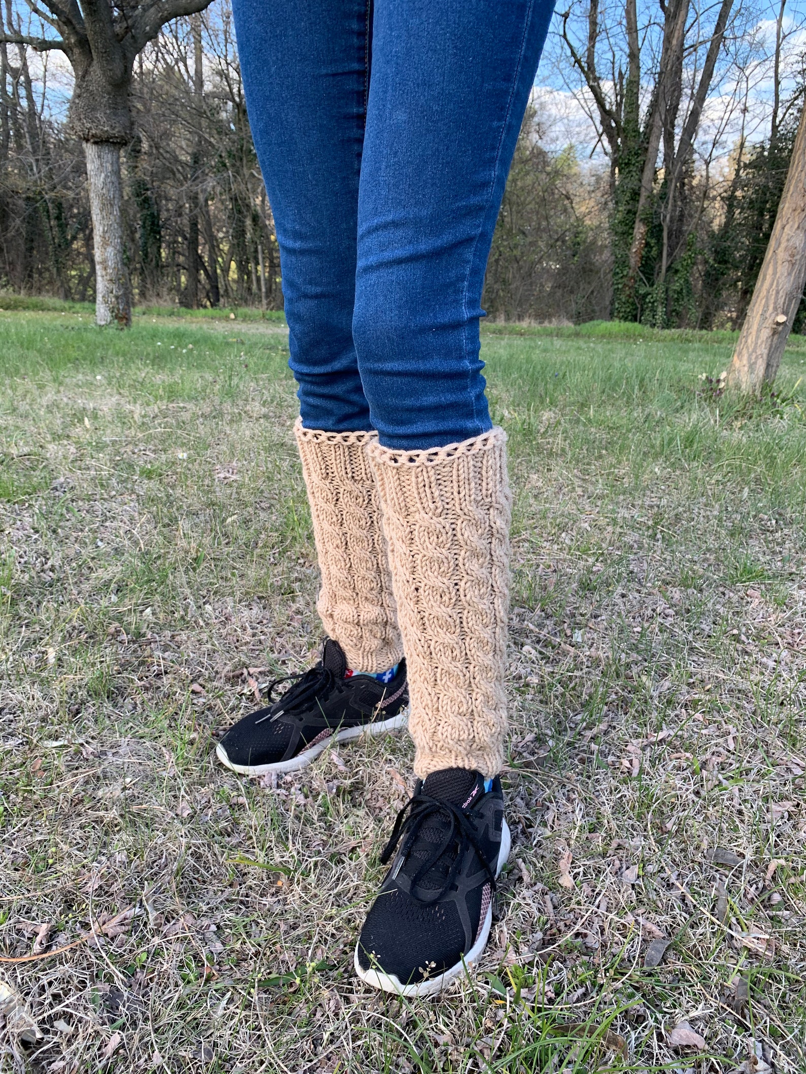 Beige Knitted leg warmers hand knitted dark beige leg Etsy