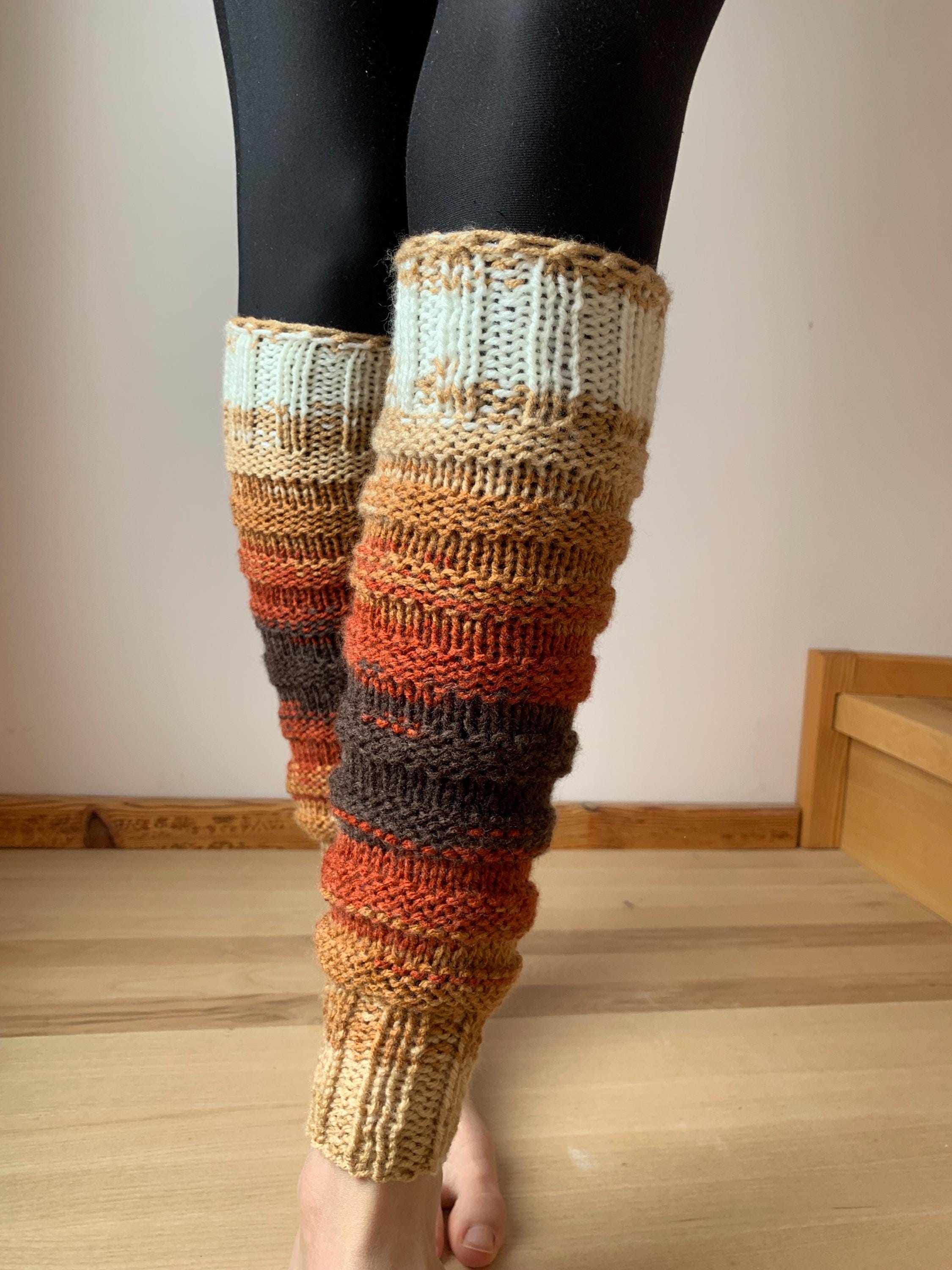 Hand Knitted Leg Warmers: Vegan-friendly, Non-wool Yarn, Perfect for Yoga and Dance, Ready to ship