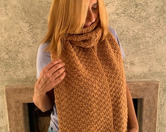 Beige winter scarf, hand knitted beige scarf unisex  - extra long knitted scarf- ready to ship, READY FOR SHIPPING