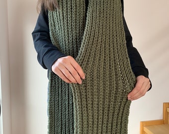 Green hand knitted scarf, Knitted green scarf,  Winter Soft Green Scarves