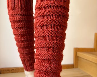 Calentadores de piernas de color rojo quemado para yoga, baile y fitness - Tejidos a mano - En stock