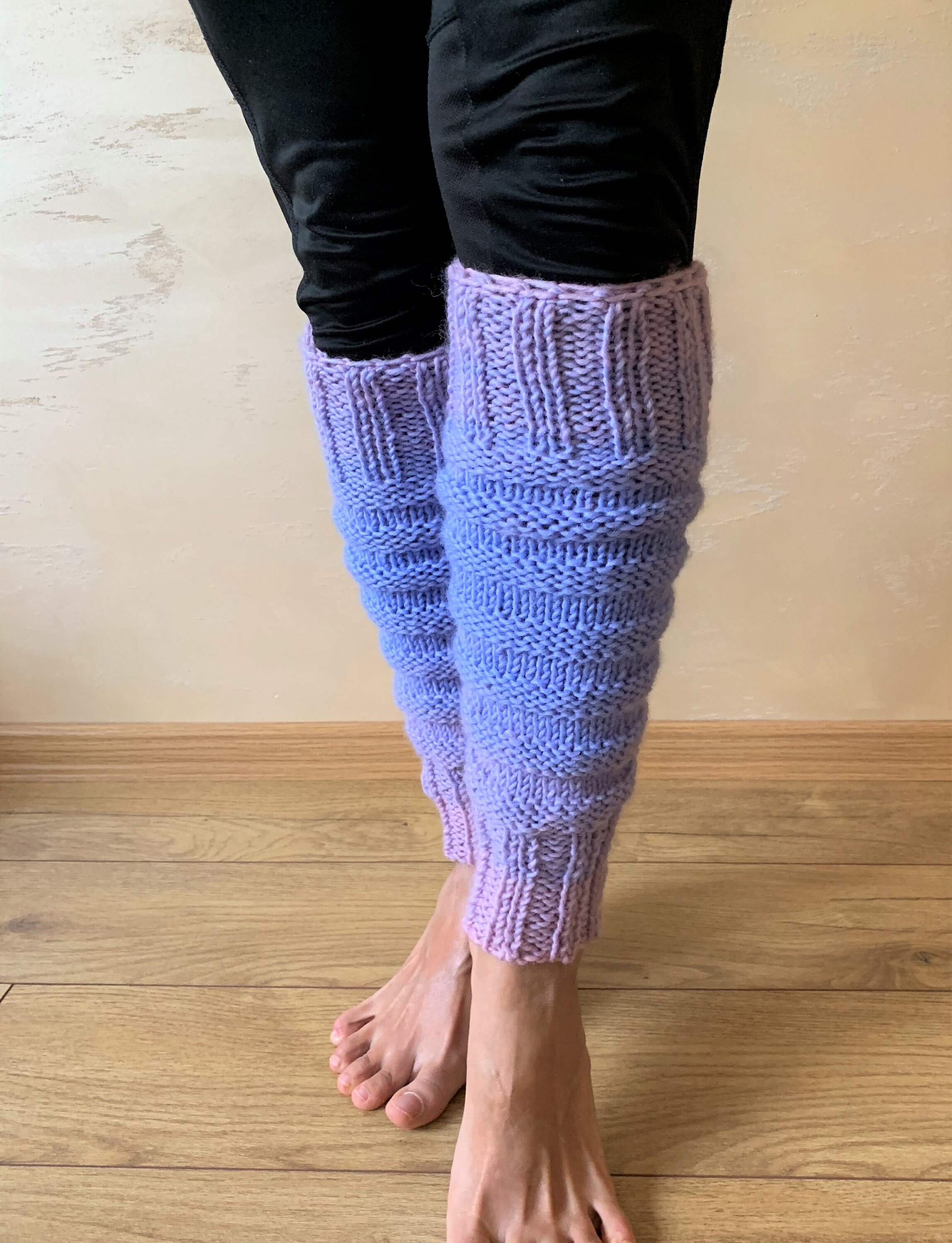 Hand Knitted Leg Warmers and Fingerless Gloves SET in Purple Etsy