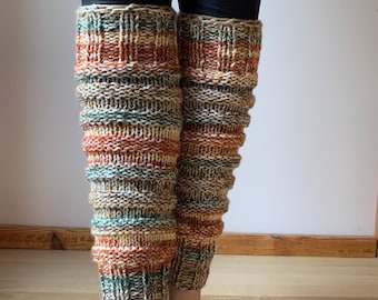 Hand knitted multicolor leg warmers, No Wool  Vegan-Friendly leg warmers, yoga socks, fitness, dance, READY FOR SHIPPING