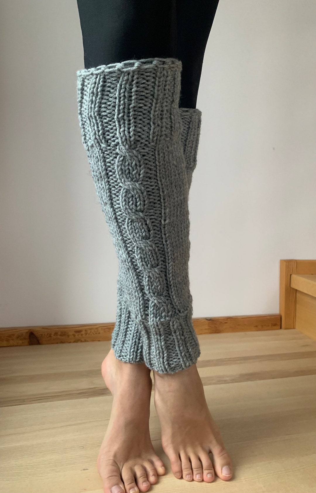 Bright Gray Knitted Leg Warmers Hand Knitted Grey Leg Etsy