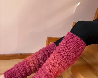 Hand-Knitted Pink Leg Warmers – Soft, Cozy & Stylish
