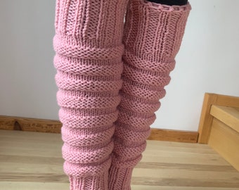 Hand knitted leg warmers in pink hand knitted  leg warmers, yoga socks, fitness, dance READY TO SHIP