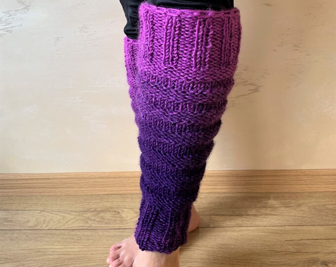 Hand Knitted Leg Warmers in Purple Hand Knitted Purple Leg Etsy